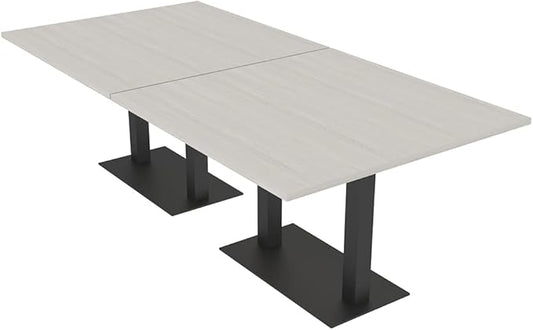 SKUTCHI DESIGNS INC. 8 Person Rectangle Conference Table with Matte Black Square Metal Base | Harmony Series Modular Meeting Tables for Offices, Training Rooms, and Homes | Lakeland Salt – 8’