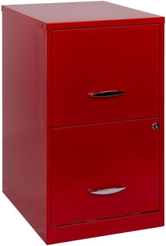 Pemberly Row 18" 2-Drawer Modern Metal File Cabinet in Lava Red