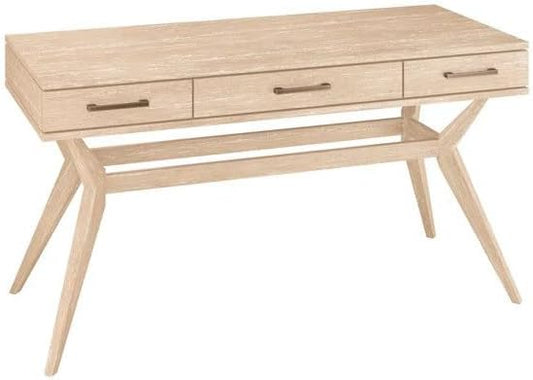 Hekman Miramar Writing Desk - Durable Wooden Office Desk with Drawers, Drop-Down Center Drawer, Bar Pull Hardware, Wooden Finish, Mid-Century Styled Base, Workstation Table - Home and Office Furniture