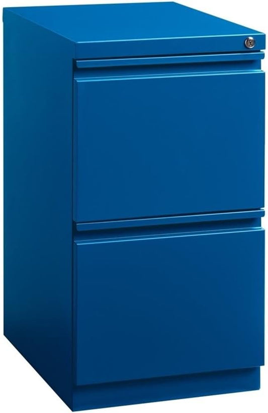 Pemberly Row 20" 2-Drawer Modern Metal Mobile Pedestal File Cabinet in Blue