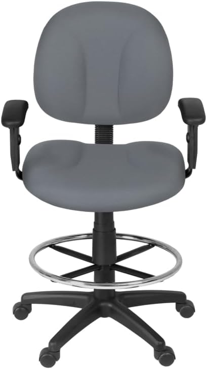 Romig Comfort Series Swivel Fabric Computer Task Chair with Adjustable Arms & Drafting Kit -Grey