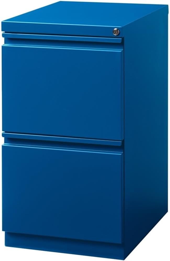 Pemberly Row 20" 2-Drawer Modern Metal Mobile Pedestal File Cabinet in Blue