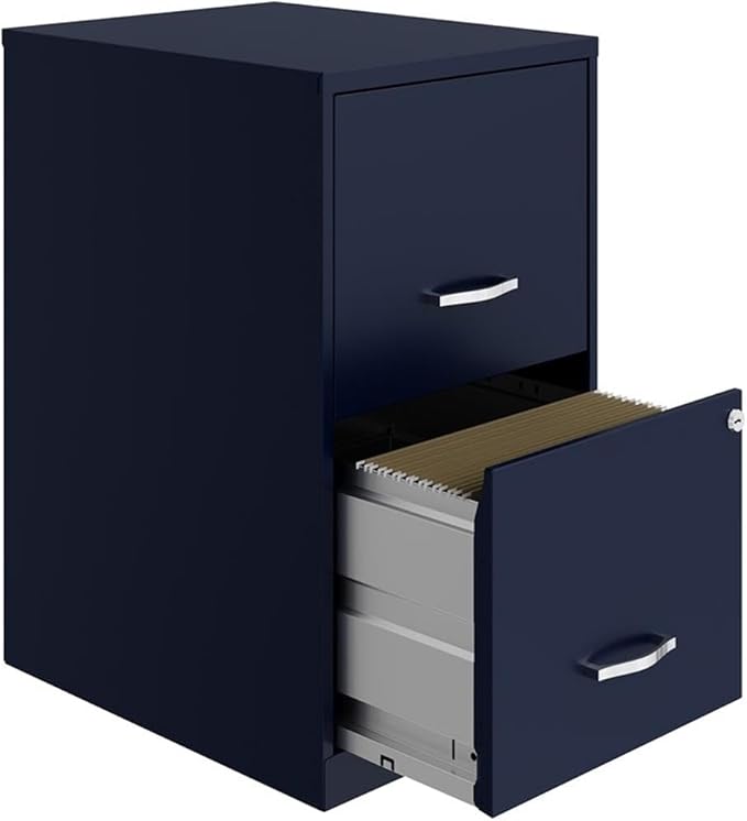 Pemberly Row 18" Modern Metal File Cabinet with 2 Drawers in Navy