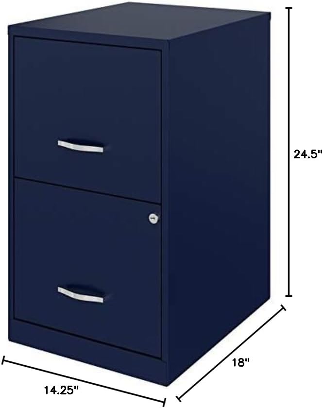 Pemberly Row 18" Modern Metal File Cabinet with 2 Drawers in Navy