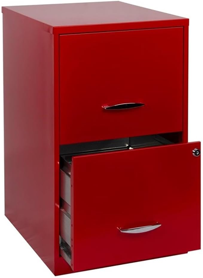 Pemberly Row 18" 2-Drawer Modern Metal File Cabinet in Lava Red