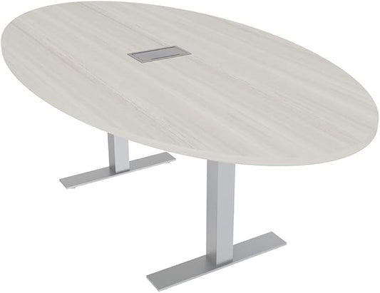 SKUTCHI DESIGNS INC. 6 Person Oval Conference Table with Data and Electric | Harmony Series | 4'X7' Table | Lakeland Salt