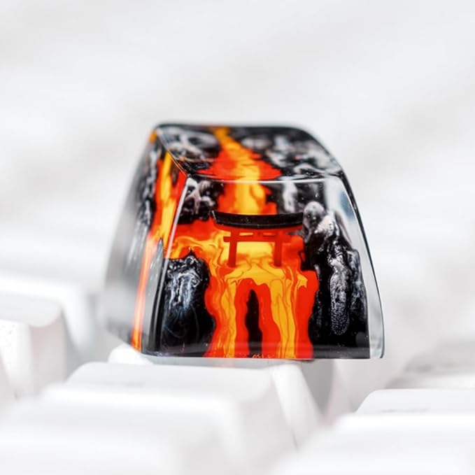 Red Torii Gate Japanese Shrine Artisan Keycap with Volcano R1 SA Profile Custom Keycaps 1U ESC Handmade Gaming Resin Key Cap Cherry MX Switch Compatible Mechanical Keyboard Japan Lover Gift
