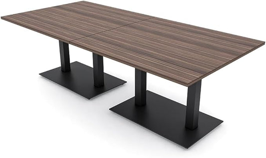 SKUTCHI DESIGNS INC. 8 Person Rectangle Conference Table with Matte Black Square Metal Base | Harmony Series Modular Meeting Tables for Offices, Training Rooms, and Homes | Natural Eucalyptus – 8’