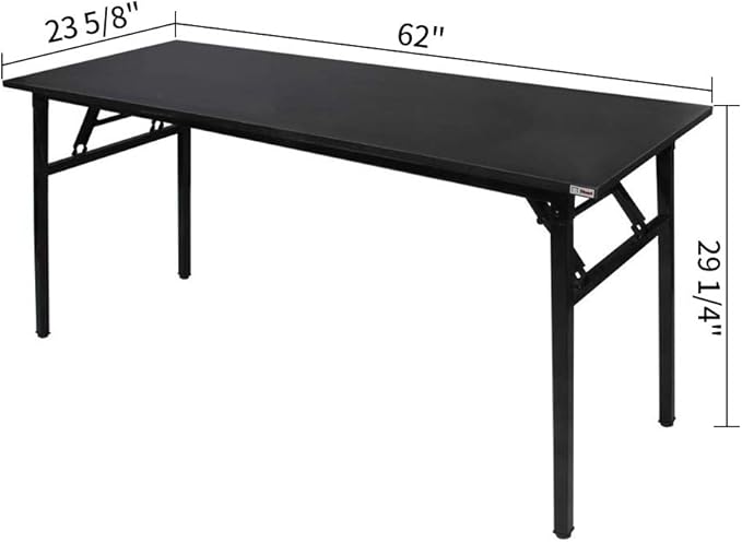 Need Home Office Desk - 62 Inches Large Computer Desk Sturdy Black Table Foldable Desk Gaming Computer Table No Assembly Required AC5CB 62inch
