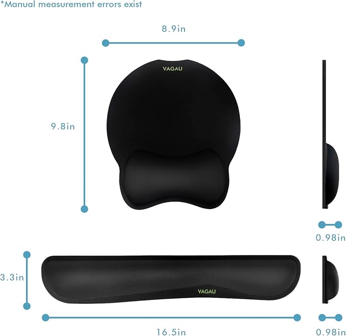 VAGAU Premium Keyboard Wrist Rest and Mouse Pad Wrist Support, Ergonomic Memory Foam Set for Office, Laptop, Mac, Computer and Gaming, Comfortable Typing &Wrist Pain Relief (2 Pack)