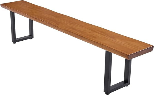 "Durable Solid Wood Top Bench with Sturdy Metal Legs – Versatile Dining & Office Seating - Multi-Size Options Ideal for Living Room, Dining Room, and Home Office" (dark yellowbench, 78.74in)