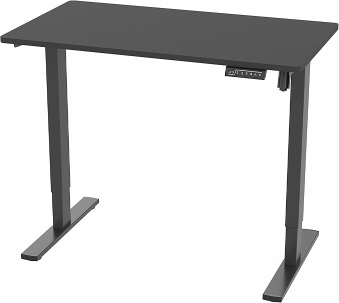 VIVO Electric 43 x 24 in Standing Desk, Memory Height Adjustment, 1B Series, One-Piece Black Top, Black Frame, DESK-KIT-1B4B