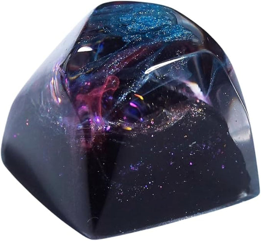 Purple Nebula Pentagon Galaxy Artisan Keycap R1 SA Profile Custom Keycaps 1U ESC Handmade Gaming Resin Key Cap Cherry MX Switch Compatible Mechanical Keyboard Space Lover Gift