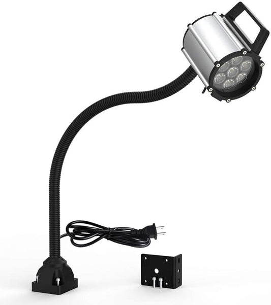 Work Desk Light, Machine Work Light, LED Flexible Gooseneck Light 700 Lumens IP66 Water and Dust Resistant 110-240 Volt Universal Fixed Base Work Light for Machine Tool and Lathe Industrial Lighting