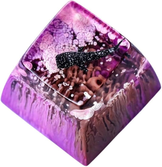Whale Shark Artisan Keycap Purple and Maroon Ocean R1 SA Profile Custom Sea Creatures Keycaps 1U ESC Handmade Gaming Resin Key Cap Cherry MX Switch Compatible Mechanical Keyboard Sea Lover Gift