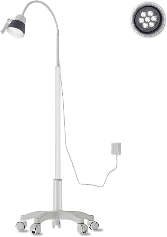 Surgical Examination Light Lamp 5W/12W Floor Stand Type Medical Exam Lamp, w/Universal Wheels Mobile Shadow Less Flexible Gooseneck LED Exam(5W Basic Inspection Light)