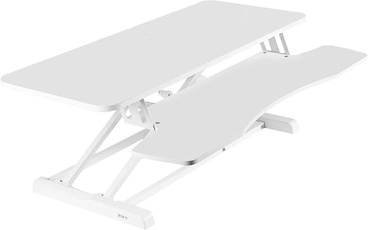 VIVO 36 inch Desk Converter, K Series, Height Adjustable Sit to Stand Riser, Dual Monitor and Laptop Workstation with Wide Keyboard Tray, White, DESK-V036KW