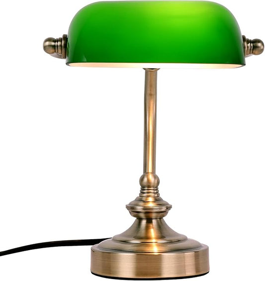 Mini Glass Bankers Lamp, Desk Lamp, Classic Retro Bronze Finish G9 Base, Plug in Vintage Table lamp, Reading Modern for Home Office,Piano Banker Mini Desk Table Lamp,Library(Without Bulb)