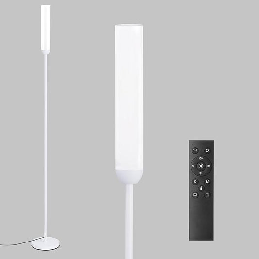 LED Floor Lamp with Remote Control, 65" Standing lamp with Stepless Adjustable 3000K-6500K Colors & 5%-100% Brightness, Foot Switch(White)