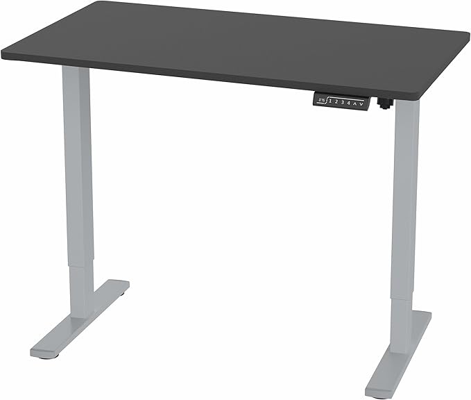 VIVO Electric 43 x 24 in Standing Desk, Memory Height Adjustment, 1B Series, One-Piece Black Top, Gray Frame, DESK-KIT-1G4B