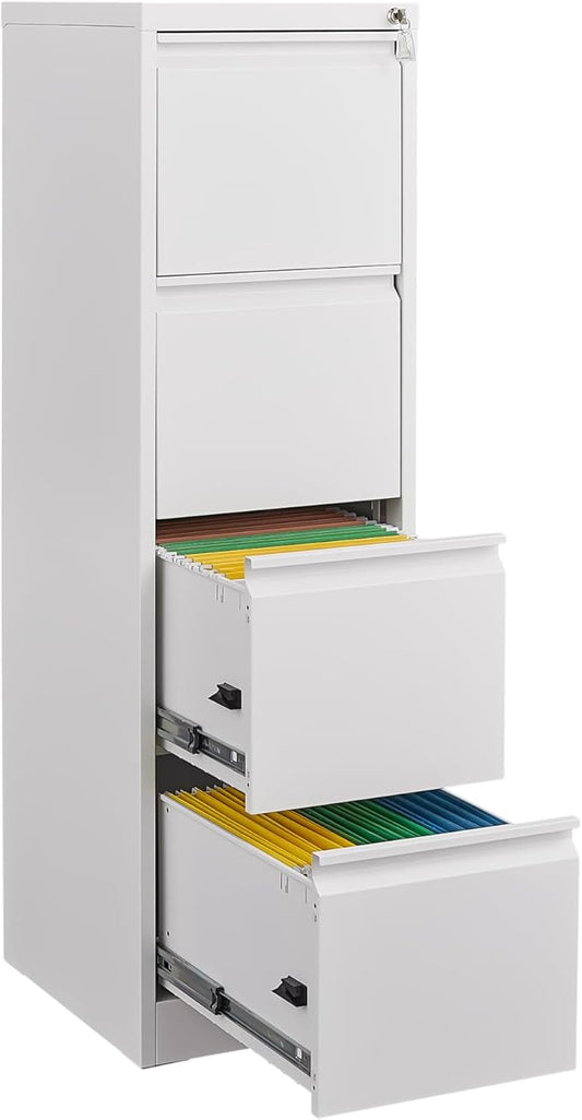 4 Drawer File Cabinet with Lock,Heavy Duty Vertical Filing Cabinets for Home Office, File Storage Cabinet for Letter/Legal/A4/F4 Size File,Assembly Required