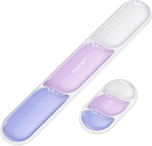 TECKNET Clear Gel Wrist Rest for Computer Keyboard, Ergonomic Gel Keyboard Wrist Rest Set for Typing Pain Relief, Comfortable Silicone Wrist Support Pad for Office/Computer/Laptop/Gaming, Purple