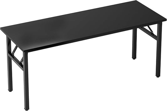 sogesfurniture Computer Desk 62 inches Office Desk Computer Table Study Writing Desk Workstation for Home Office Metal Frame Folding Table, Black