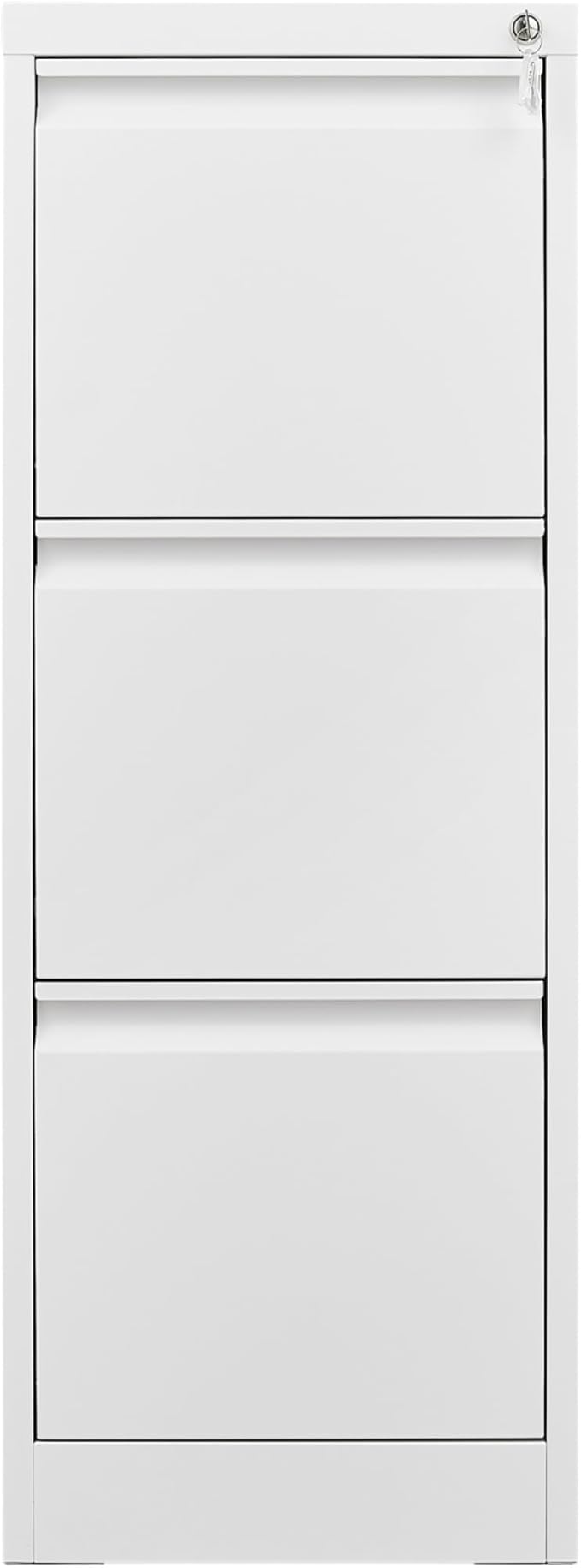 GarveeLife 3 Drawer File Cabinet with Lock, Vertical Metal File Cabinet Organizer for Home Office, Heavy Duty Filing Cabinets Lockable Storage Drawer for Letter/Legal/a4/f4 Size Files White