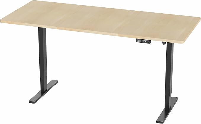 VIVO Electric 71 x 30 in Standing Desk, Memory Height Adjustment, 1B Series, Light Wood Top Black Frame, DESK-KIT-1B7C