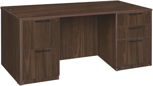 Regency Legacy 71 x 35 in. Office Desk with Double Full Pedestal- Neo Walnut