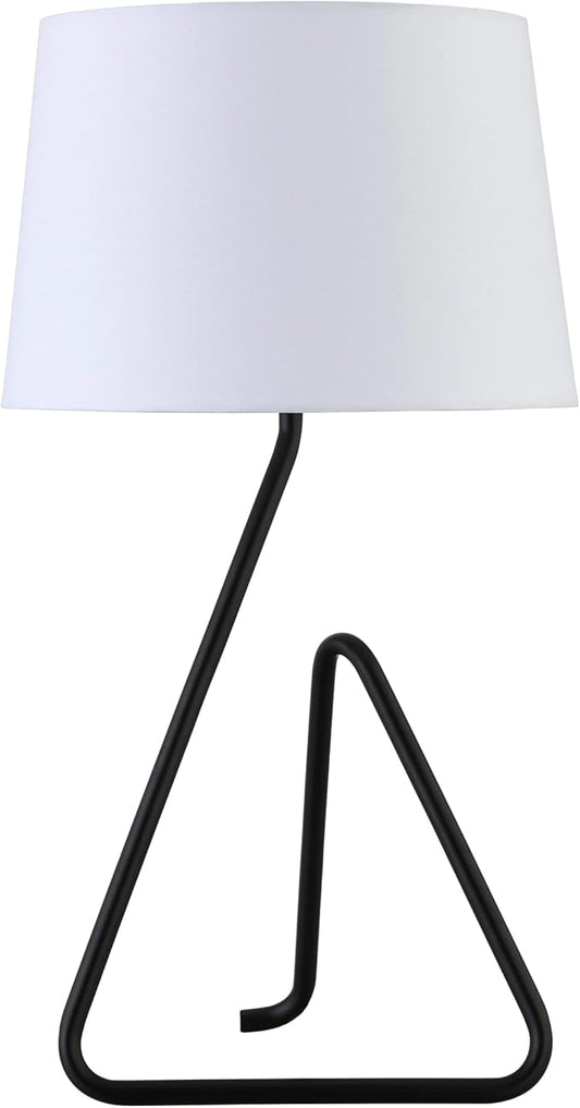 Henn&Hart 22" Metal Table Lamp with Fabric Shade in Blackened Bronze, for Home, Living Room, Bedroom, Entertainment Room, Office, Kitchen, Dining