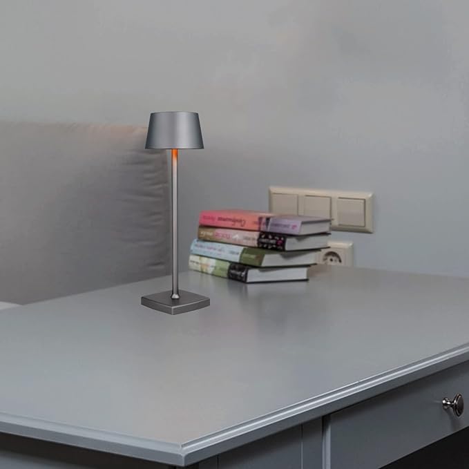 Rechargeable led Cordless Table Lamps, Aluminum, dimmable,Suitable for Indoor and Outdoor Lighting Grey