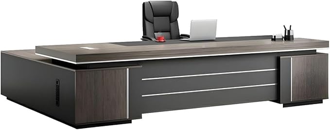 L-Shape Office Executive Desk, L-Shape Modern Executive Desk, Manufactured Wood Computer Desk, Management Working Table with Drawers and Storage (Left, 95" L x 63" W x 30" H-Double Cabinet)