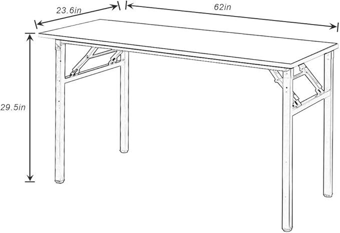 Need Home Office Desk - 62 Inches Large Computer Desk Sturdy Black Table Foldable Desk Gaming Computer Table No Assembly Required Teak AC5BB(157.5 * 60)