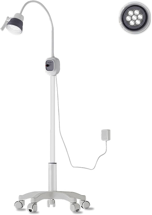 Surgical Examination Light Lamp 5W/12W Floor Stand Type Medical Exam Lamp, w/Universal Wheels Mobile Shadow Less Flexible Gooseneck LED Exam (12W Upgraded Inspection Light)