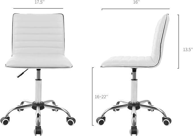 JUMMICO Office Chair Mid Back Task Chair Adjustable Home Computer Executive Desk Chair with 360° Swivel (White)