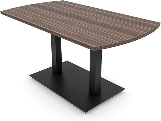 SKUTCHI DESIGNS INC. 6 Person Arc Rectangle Conference Table | Matte Black Metal T-Bases | Harmony Series Meeting Tables for Offices, Training Rooms, and Homes | Natural Eucalyptus - 48X72