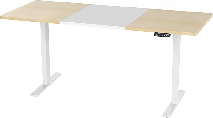 VIVO Electric 71 x 30 in Standing Desk, Memory Height Adjustment, 1B Series, White and Light Wood Top, White Frame, DESK-KIT-1W7WC