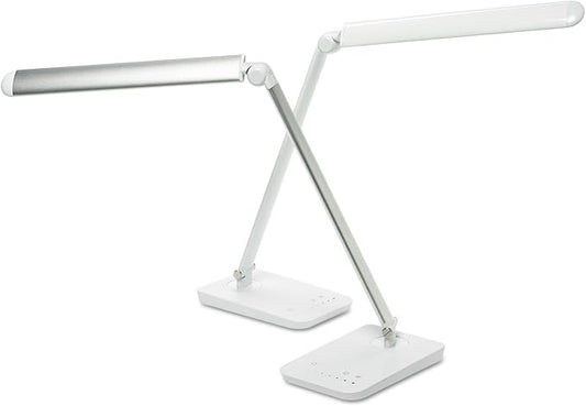 Safco 1001WH Vamp LED Modern ABS Desk Lamp with USB Port and Dimmer Switch, White