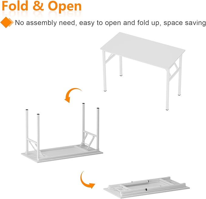sogesfurniture Computer Desk Office Desk 47 inches Folding Table Laptop Desk Computer Table Workstation with BIFMA Certification No Assembly Required,White BHUS-AC5DW-120