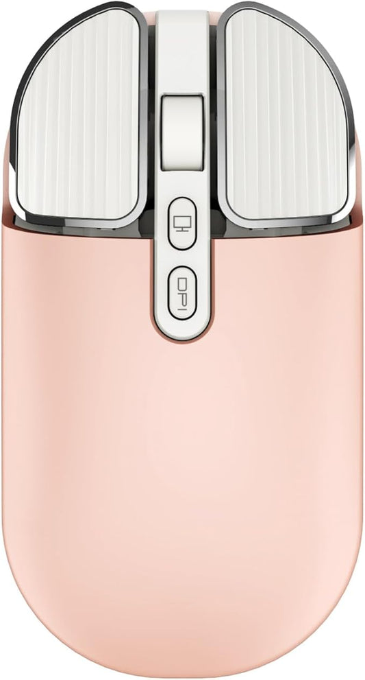 YOCUNKER Wireless Mouse, 2.4G Rechargeable Silent Slim Computer Mouse with USB Receiver 3 DPI, Back to Desktop Button Cordless Mice for PC Laptop Computer Desktop Windows Mac OS Office (Pink)