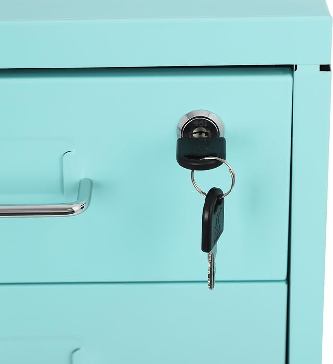 DYRABREST 6 Drawers Rolling File Cabinet, Metal Filing Cabinets with Lock, 27 inch H Vertical Filing Cabinet Under Desk for Home Office, Heavy Duty Metal Storage Cabinet for A4/Letter/Legal Size File