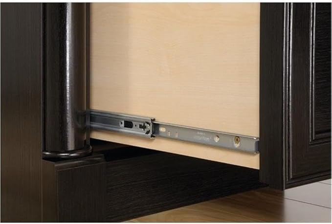 Pemberly Row Contemporary Engineered Wood L-Shaped Computer Desk with 3 Drawers, Flip-Down Panel, Grommet Holes, for Office Space, in Wind Oak Finish