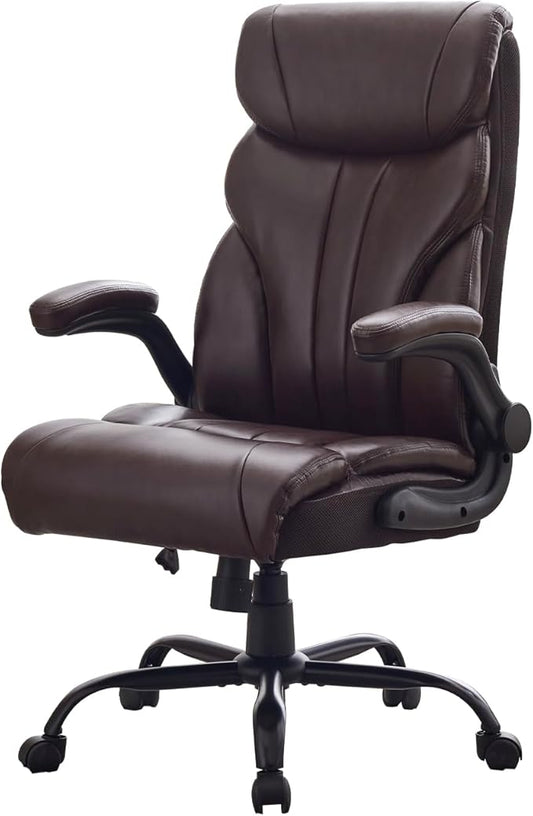 Leather Home Office Chair,500lbs Big and Tall Ergonomic Desk Chair,360°Swivel Free,100°-118°Recline,43"- 47" Height Adjustable,Silent 360° Casters for Home Office Computer Desk