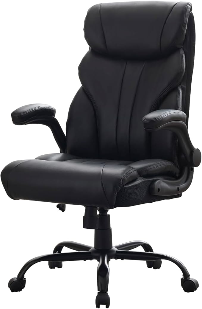 Leather Home Office Chair,500lbs Big and Tall Ergonomic Desk Chair,360°Swivel Free,100°-118°Recline,43"- 47" Height Adjustable,Silent 360° Casters for Home Office Computer Desk