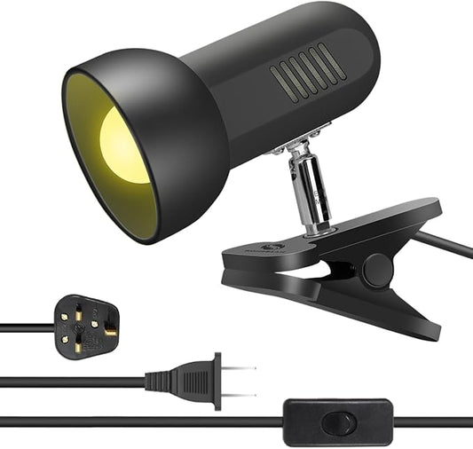 Sun-Rising Rong&LAN Desk lamp,360° Rotation Clip on Lamp Portable Book Reading Light,Clamp on Desk/Table/Bunk Bed/Cupboard Home Lighting, (Seven Colors for Your Choice) Black