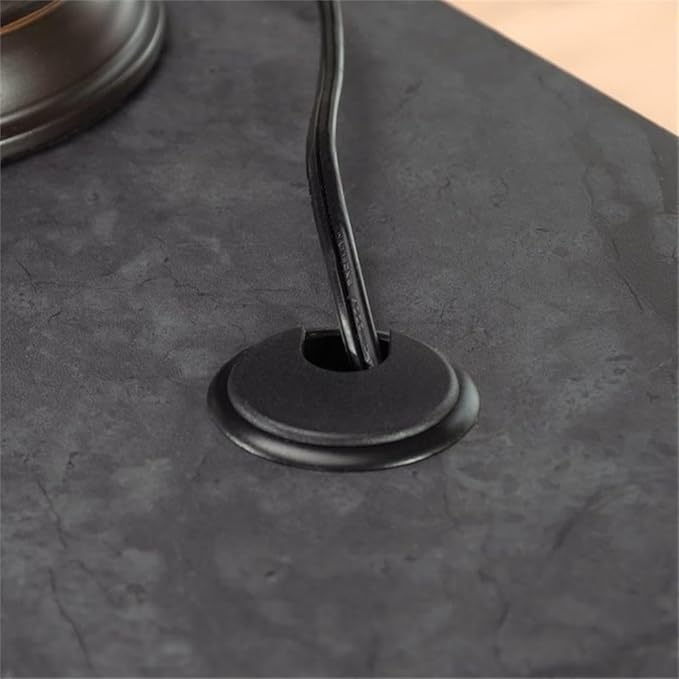 Pemberly Row Engineered Wood L-Shaped Desk in Glacier Oak/Rosso Slate Accents