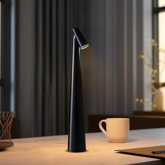Portable LED Table Lamp with Touch Sensor, 3-Levels Brightness Metal Desk Lamp, 3 Color Touch Control Rechargeable Lamp, Night Light, Bedside Lamp,Dining Room Lamp (Black)