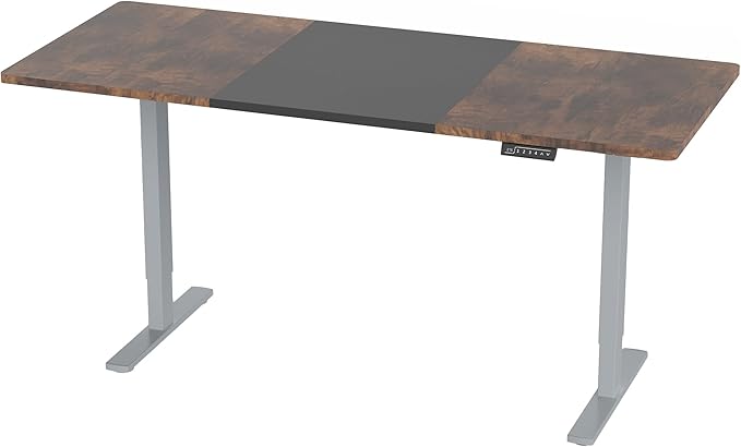 VIVO Electric 71 x 30 in Rustic Standing Desk, Memory Height Adjustment, 1B Series, Black and Vintage Brown Top, Gray Frame, DESK-KIT-1G7BN