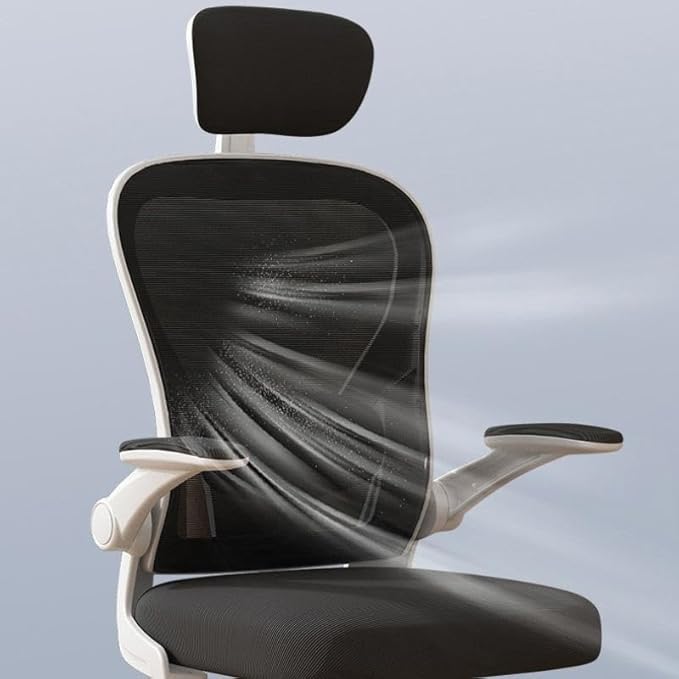 Comeon Office Chair, Branch Ergonomic Chair with Flip-up Armrests and Lumbar Support, Black Mesh Desk Chairs with 3D Armrests and Headrest Computer Chairs Comfy in Office Home (Black)